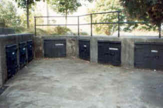 Storage lockers in the wall of the emplacement